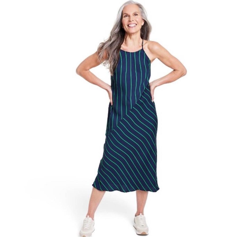Women's Slip Diagonal Stripe Midi Dress - Rowing Blazers x Target Medium NWT